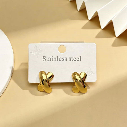 Aretes en cruz dorados- acero inoxidable