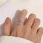 Anillo ajustable de hojas plateadas  - acero inoxidable