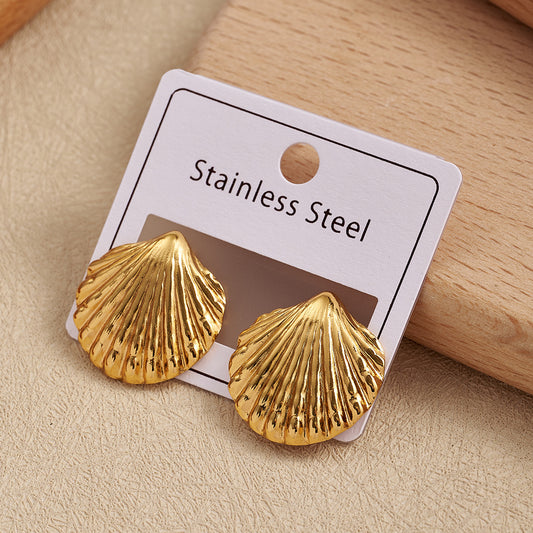 Aretes Conchitas doradas - acero inoxidable