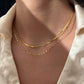 Collar 2 en 1 dorado - acero inoxidable dorado