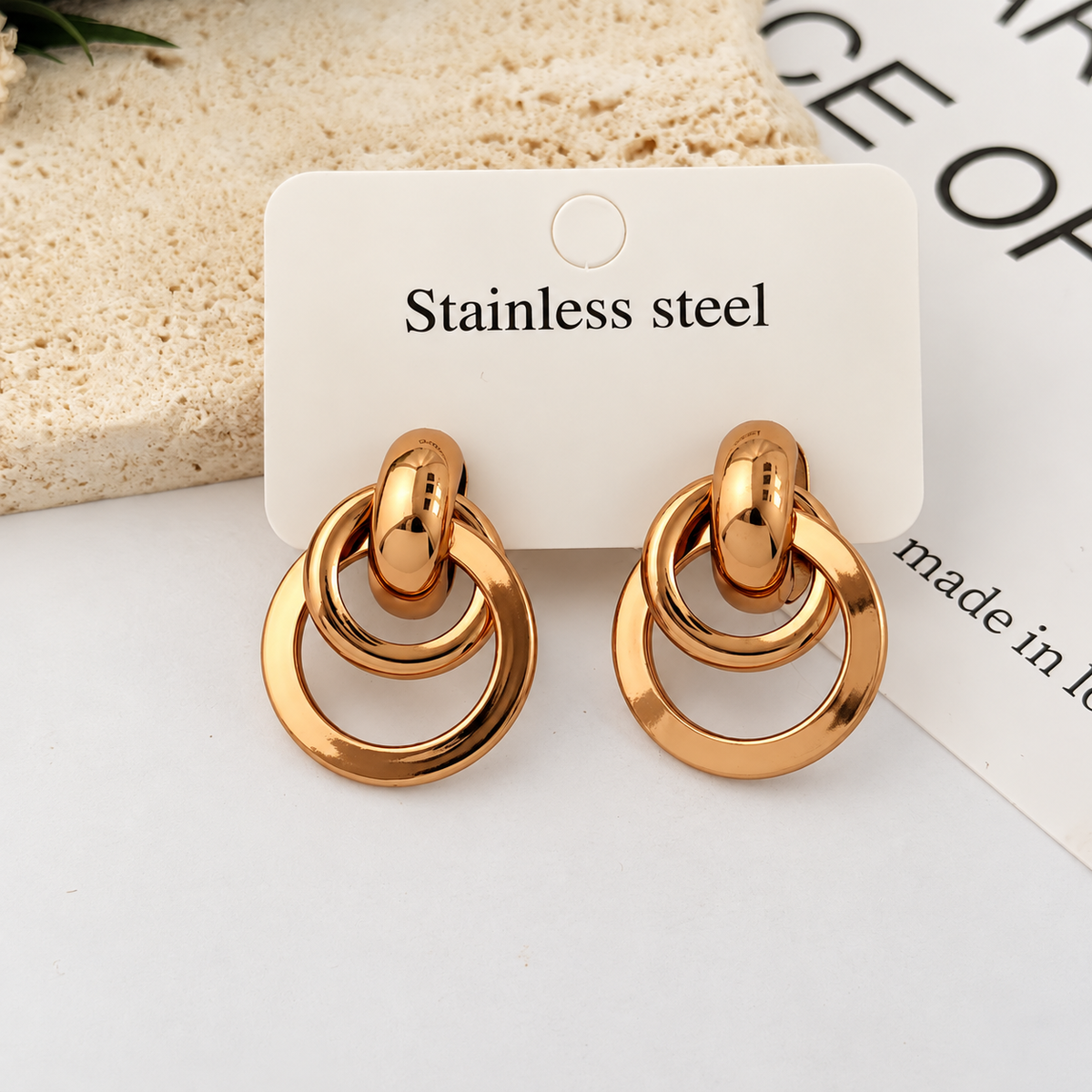 Aretes dorados mod5 - acero inoxidable