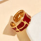 Anillo ajustable rojo y dorado - acero inoxidable