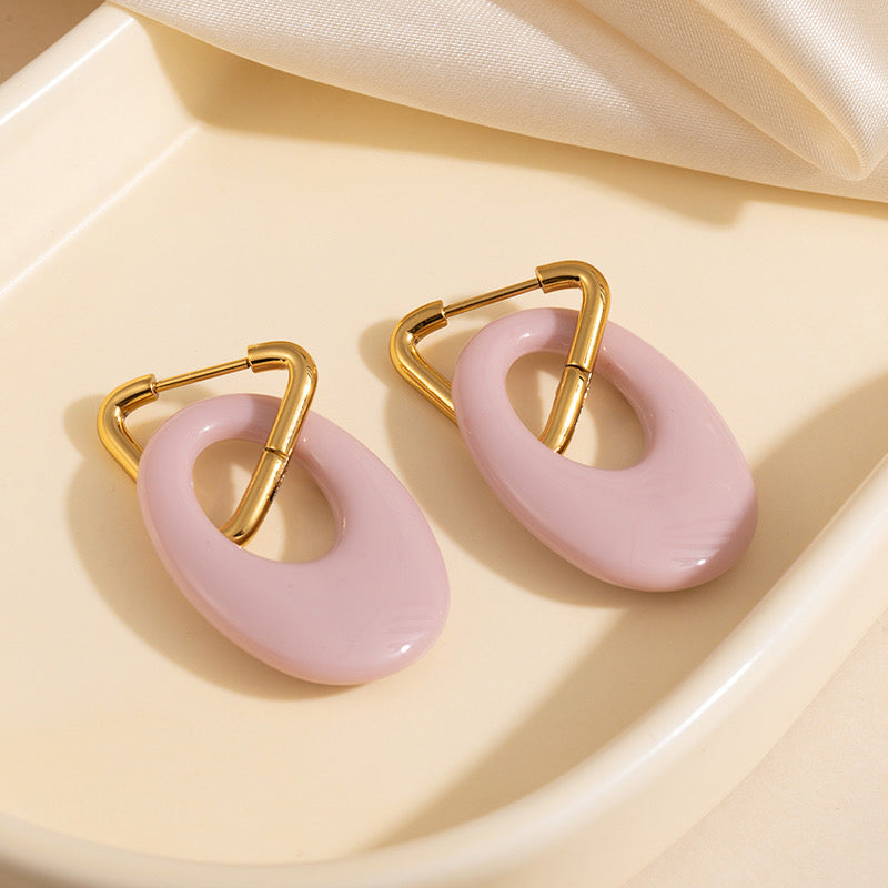 Aretes rosados- acero inoxidable