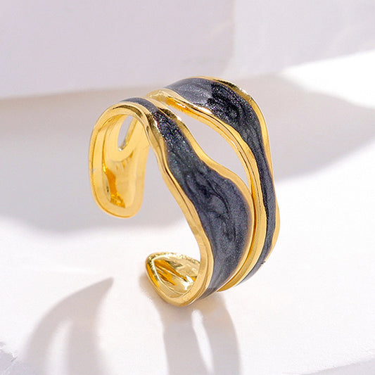 Anillo ajustable negro - acero inoxidable