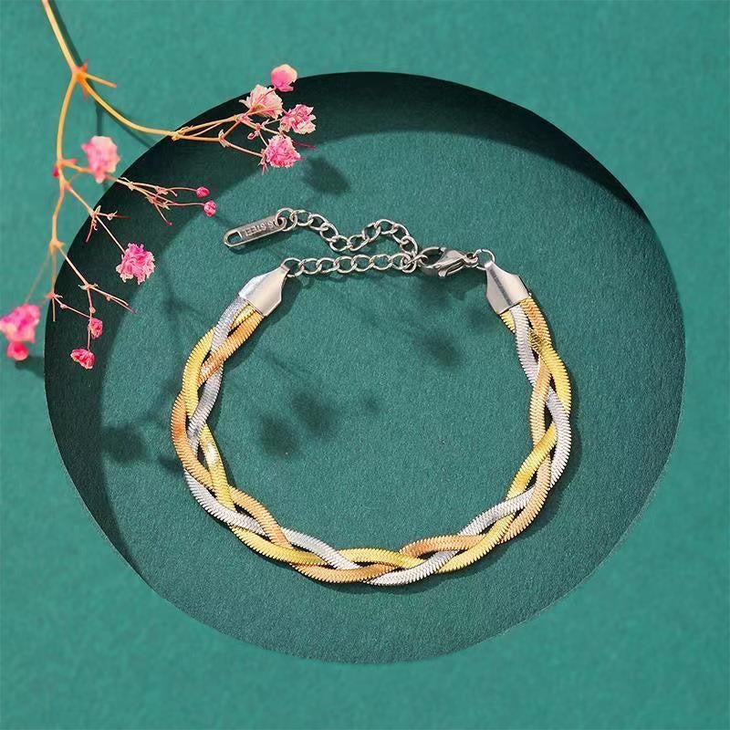 Pulsera trenza tricolor - acero inoxidable