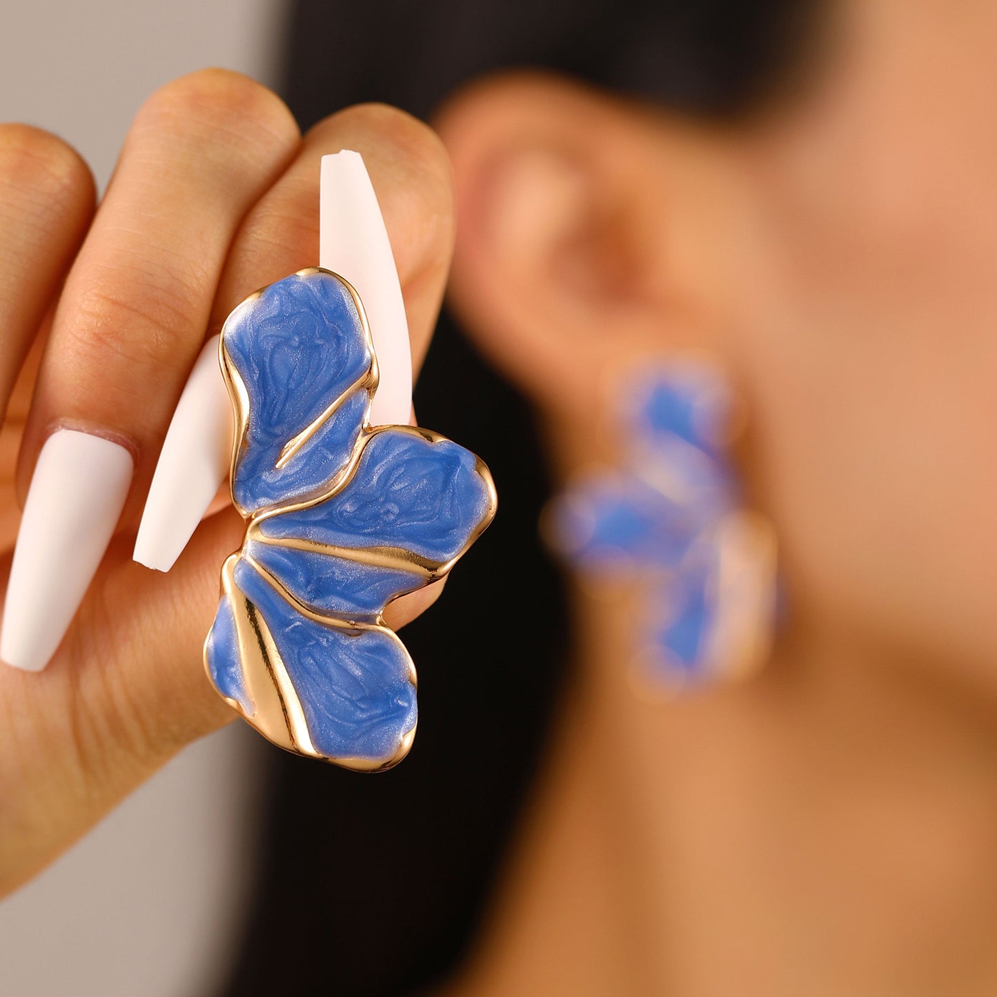 Aretes abanicos rosados azules