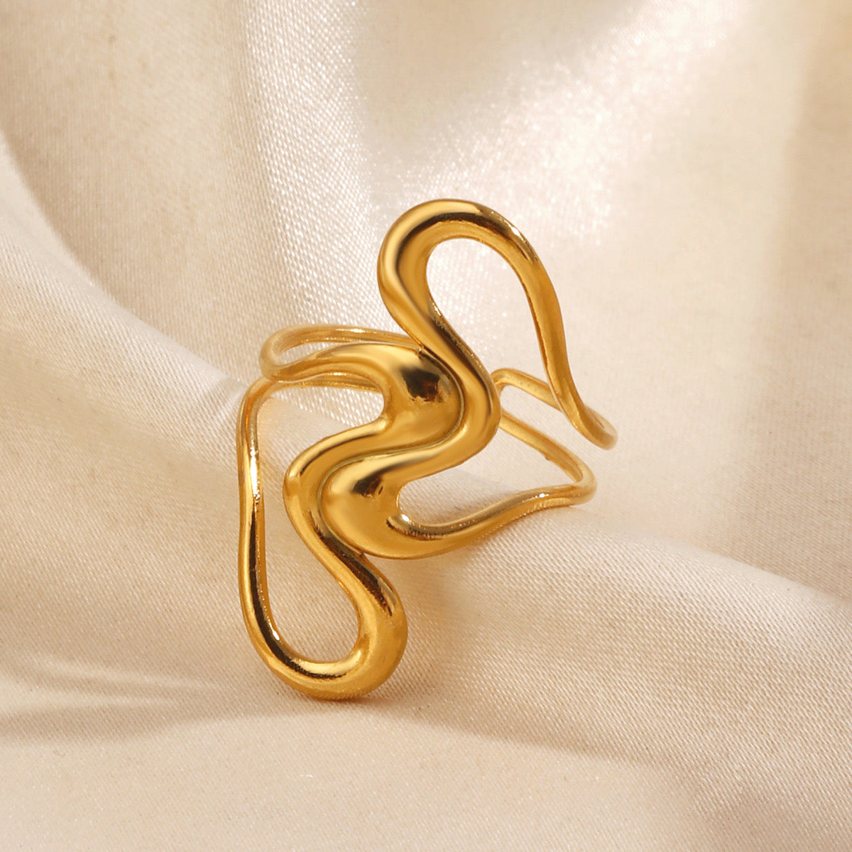 Anillo ajustable dorado- acero inoxidable