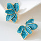 Aretes hojitas azules - acero inoxidable