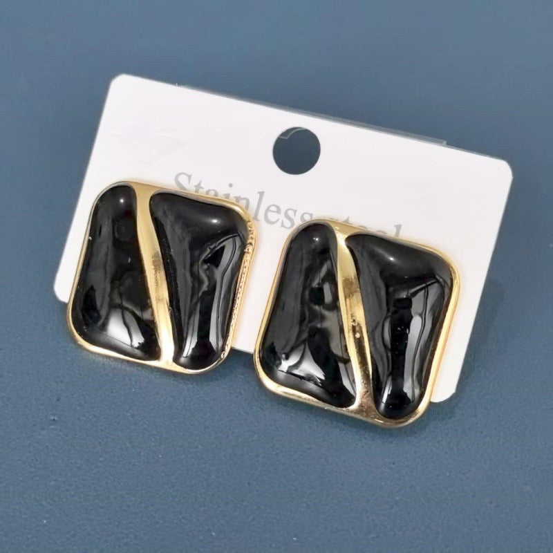 Aretes cuadrados negros - acero inoxidable