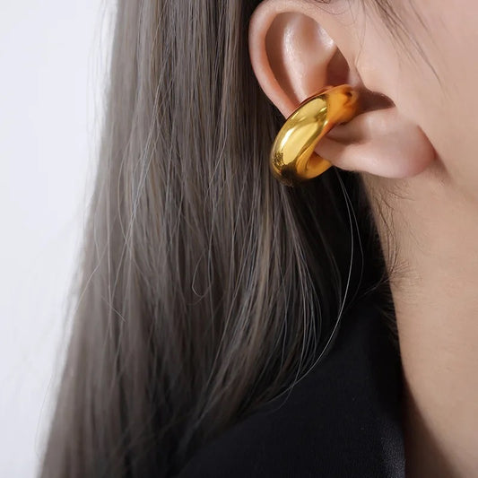 Chunky ear cuffs - 1 pieza de acero inoxidable dorado