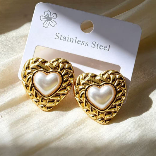 Aretes corazón espiral - acero inoxidable