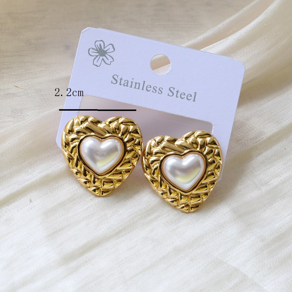 Aretes corazón espiral - acero inoxidable