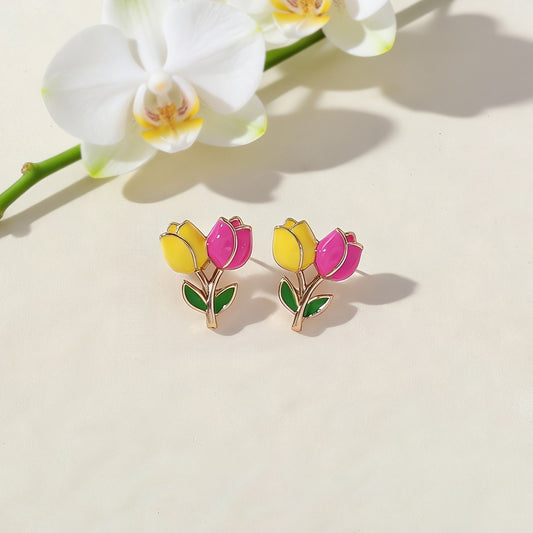 Aretes tulipanes - acero inoxidable
