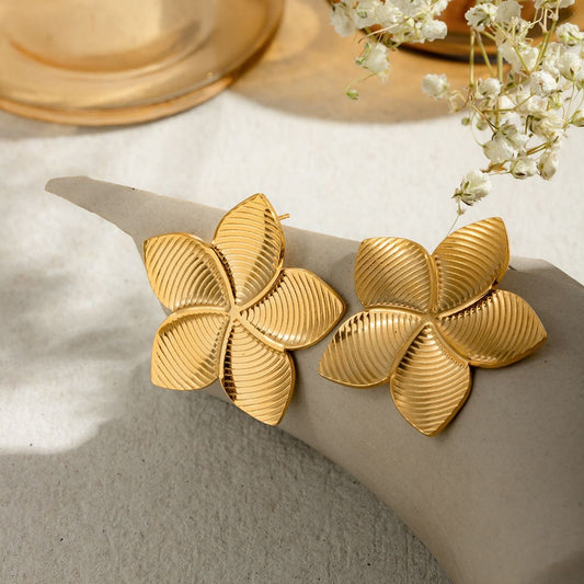 Aretes de flores doradas - acero inoxidable