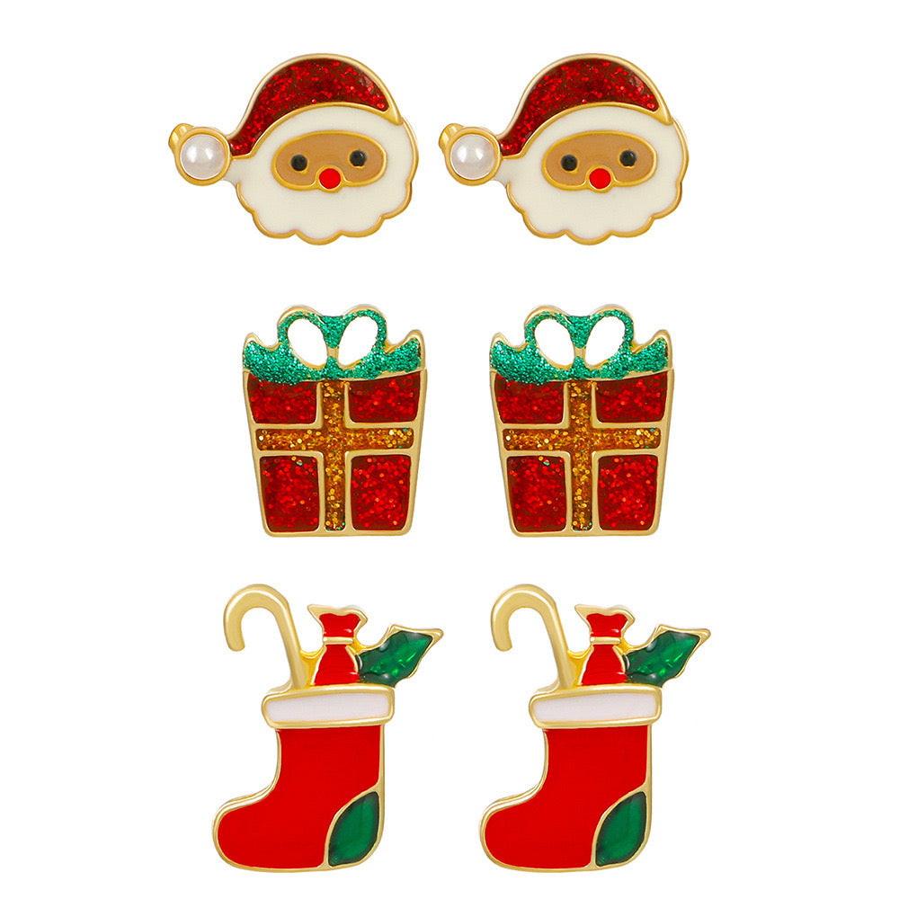 Set de aretes navideños - 6 piezas