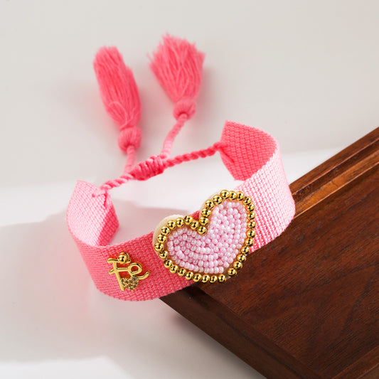 Pulsera de tela corazón