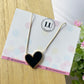 Collar de corazón negro - acero inoxidable